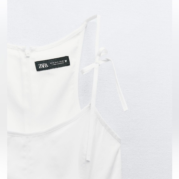 NWT 🤍ZARA BOW GABARDINE MIDI DRESS - Picture 8 of 8